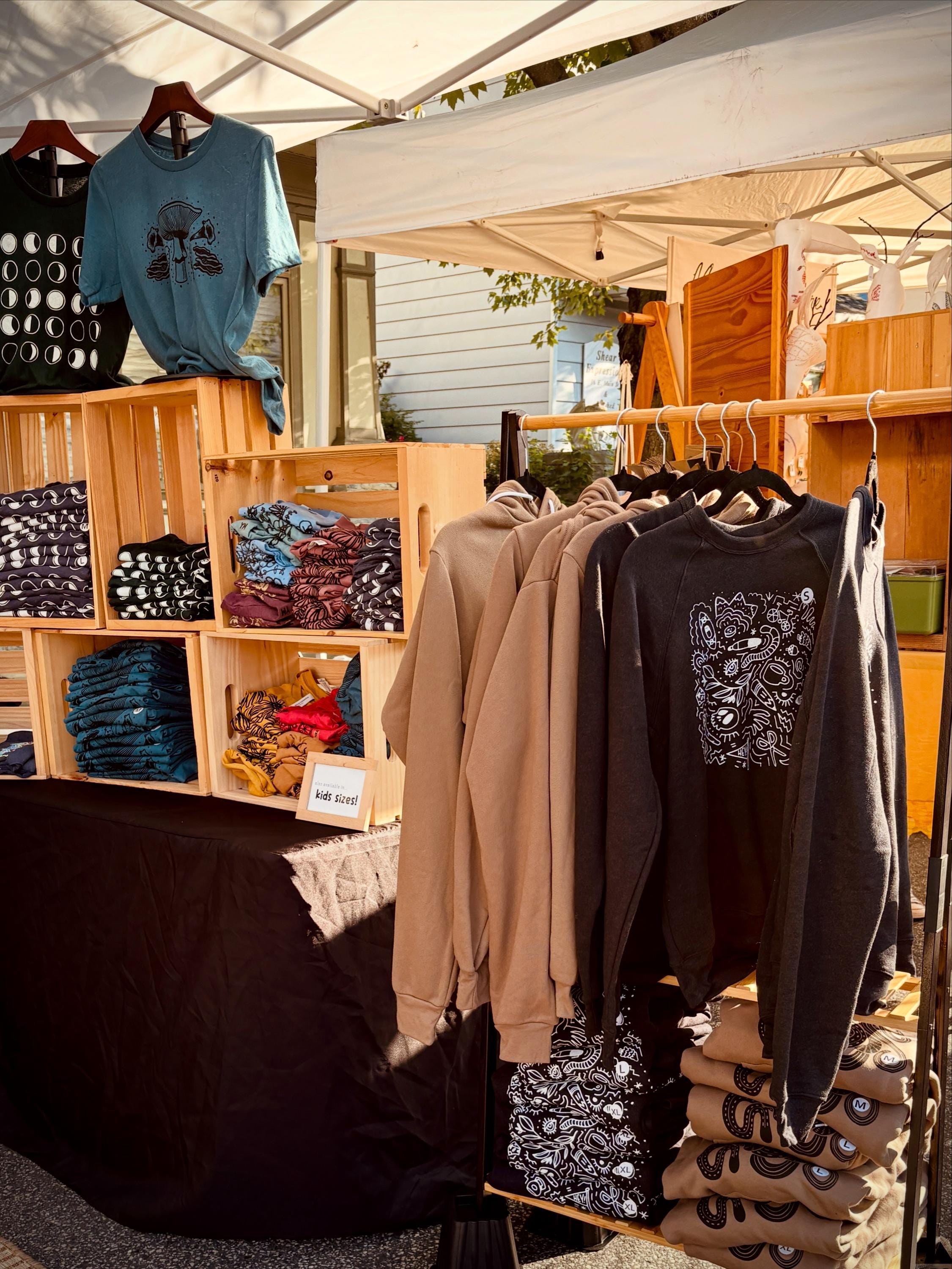 Doodle Sweatshirt, Hand Screen-Printed Heather Black Crewneck