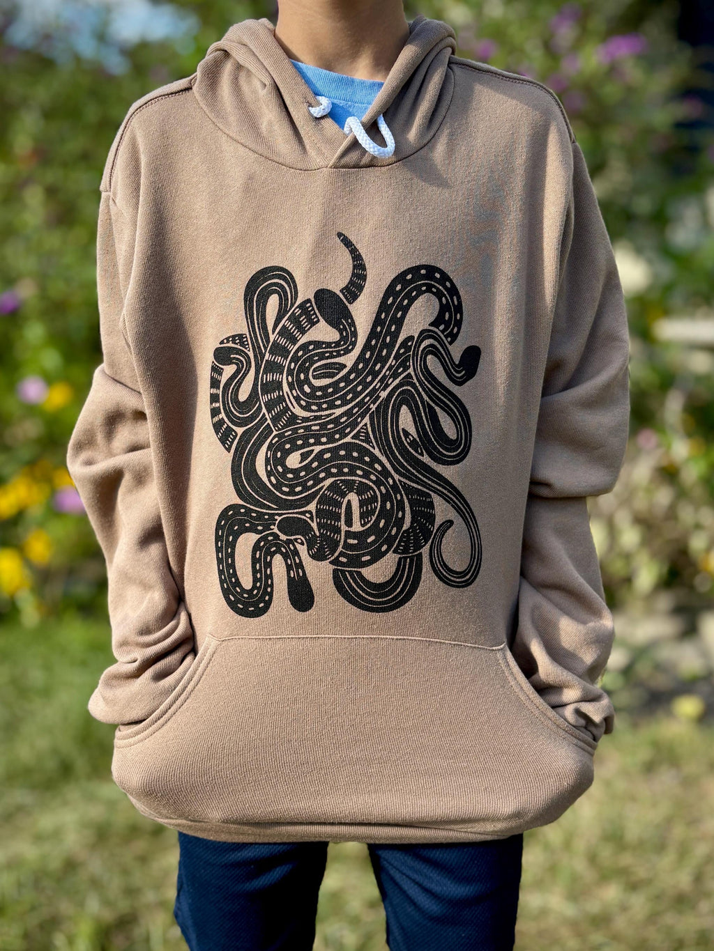 Handmade Snake Doodle Tote Bag, Recycled Cotton