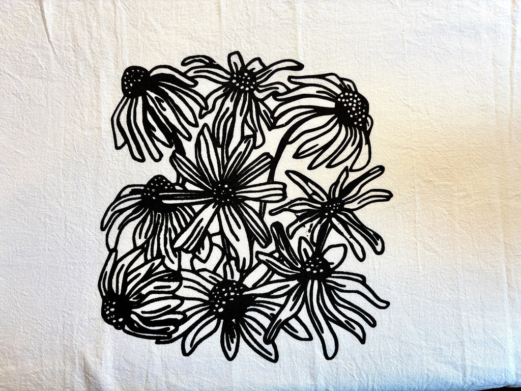 Coneflowers and Black-Eyed Susan Tea Towel