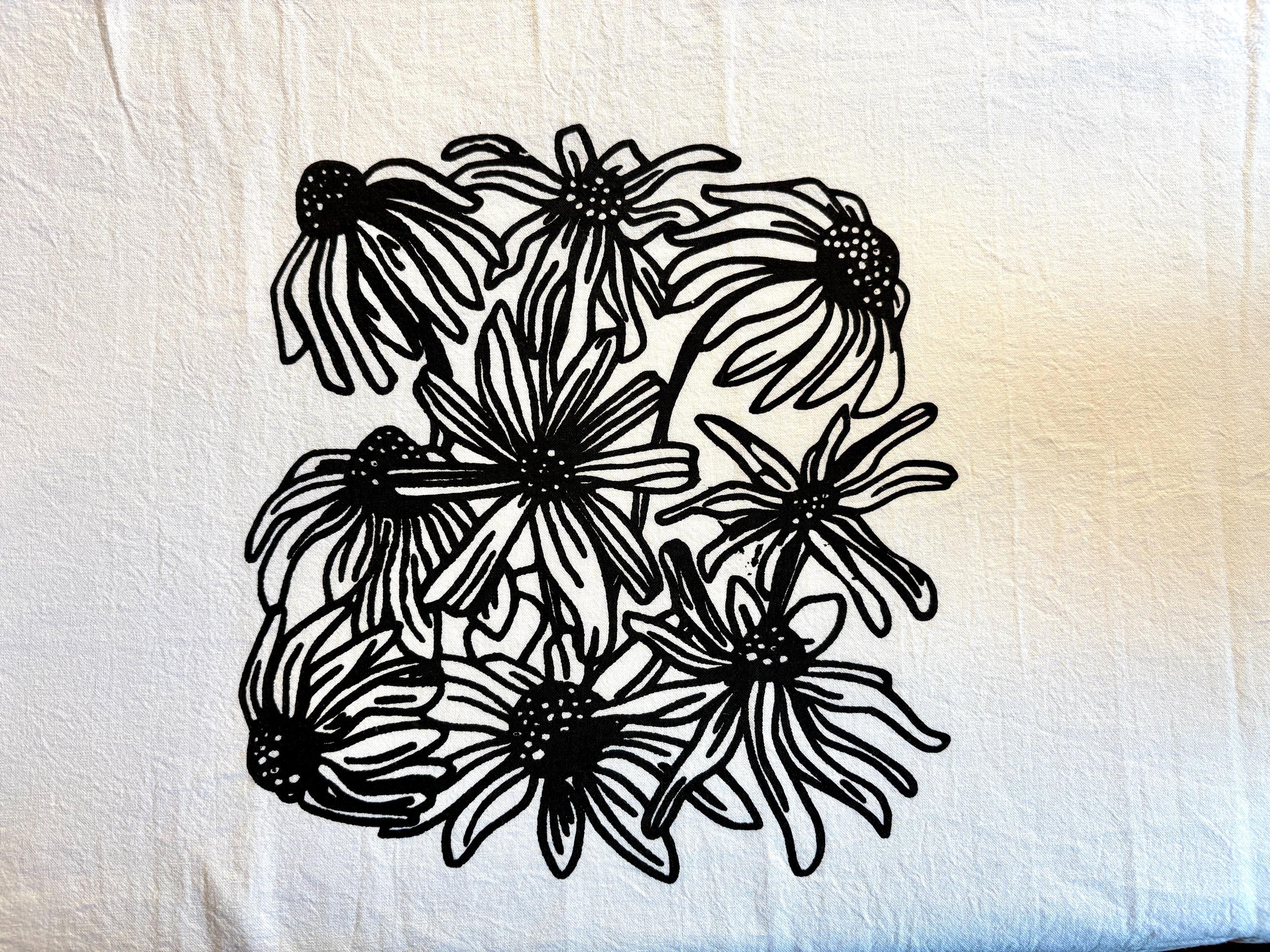 Coneflowers and Black-Eyed Susan Tea Towel