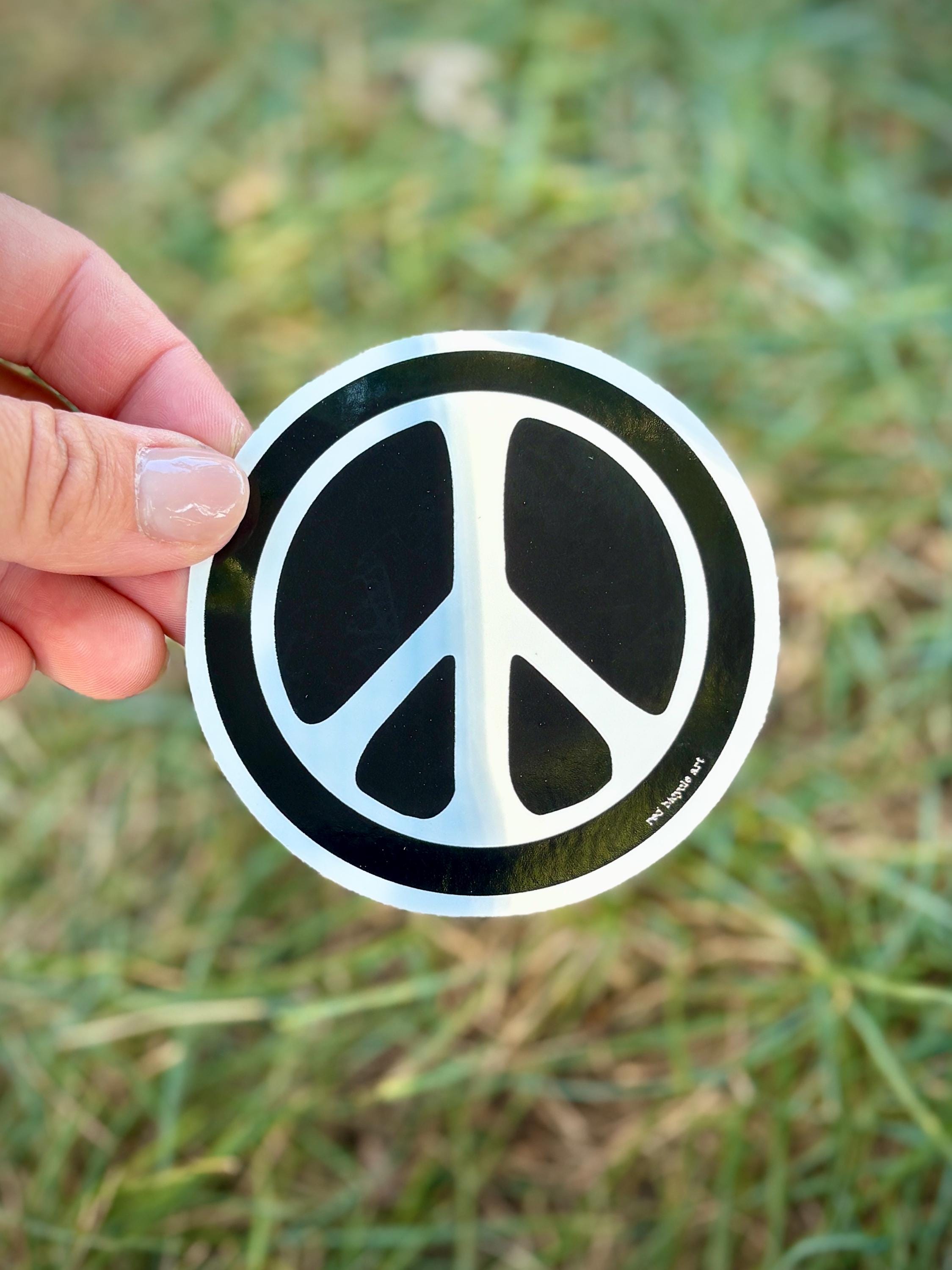 Retro Peace Sign Sticker: Glossy Vinyl Decal