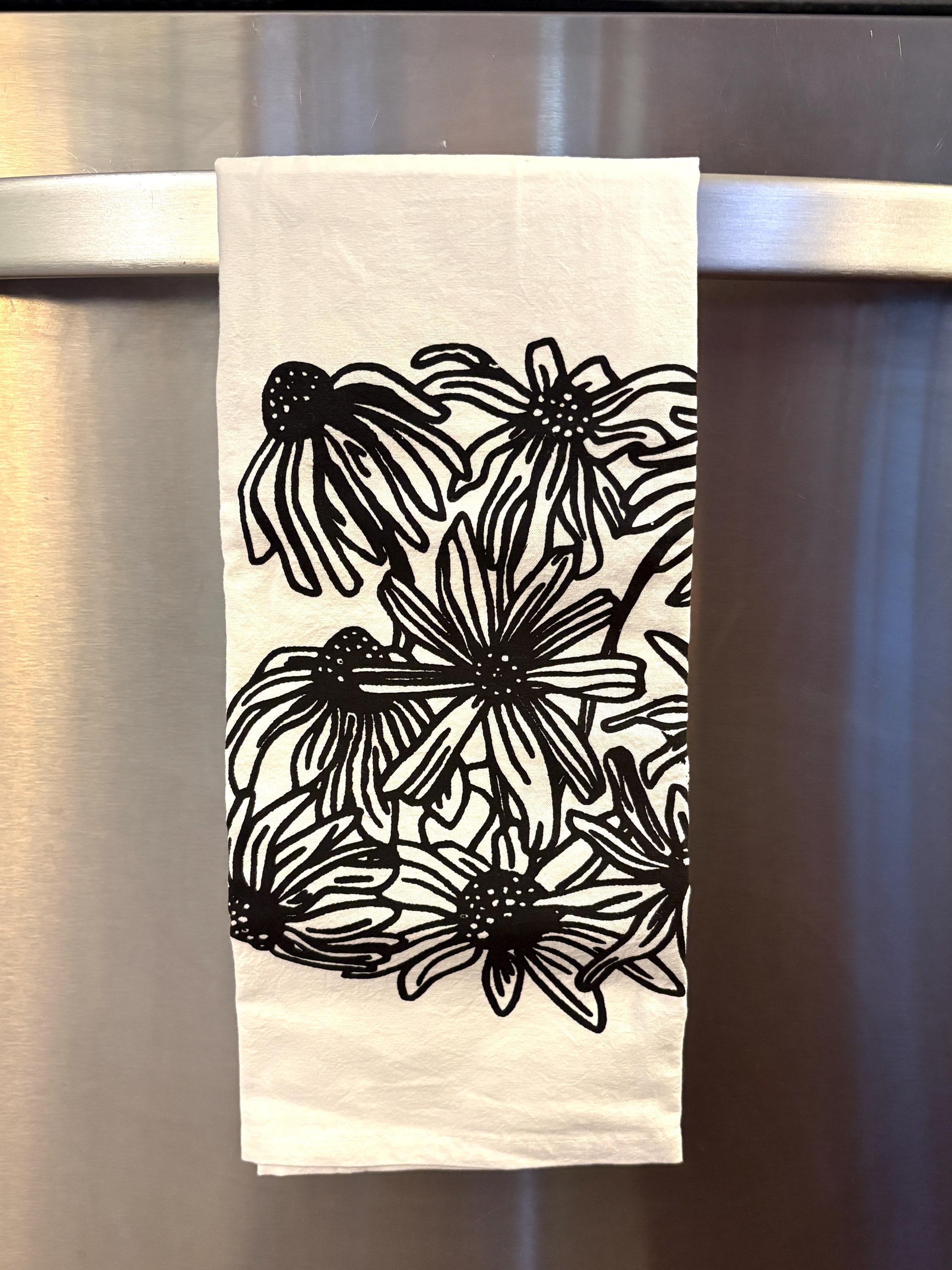 Coneflowers and Black-Eyed Susan Tea Towel