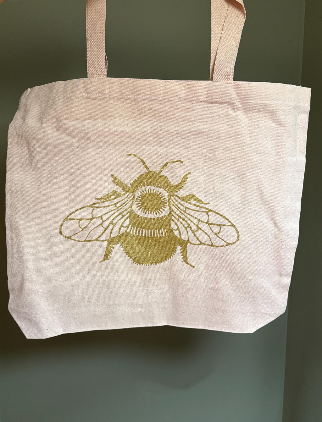 Gold Bee Large Tote.   Hand-dyed with Marigolds, Iron Water, and a synthetic dye wash.