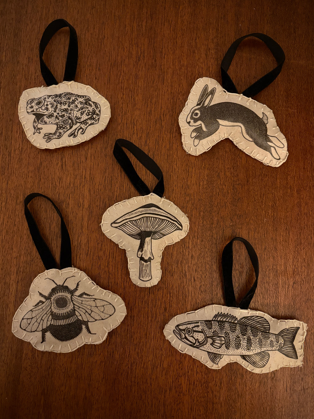 Foresty Illustrated Canvas Hand-Sewn Ornaments