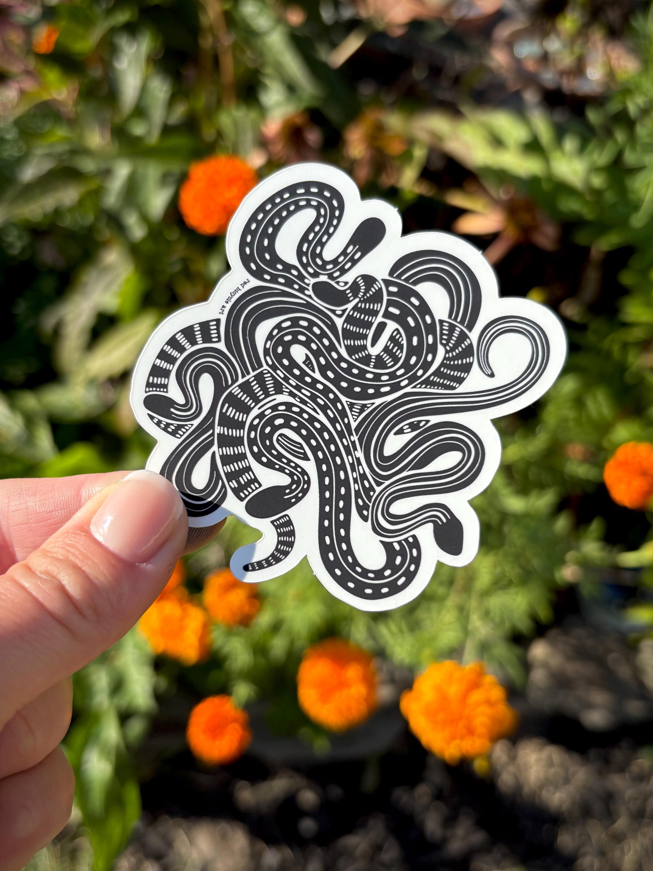 Handmade Snake Doodle Tote Bag, Recycled Cotton