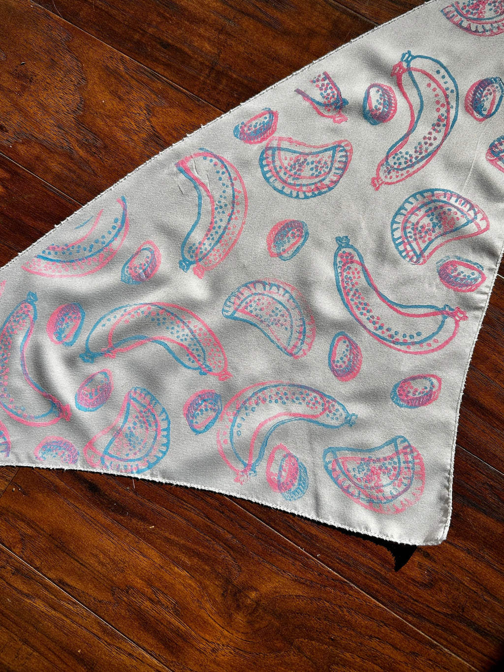 Polish Food Bandana: Hand-Printed Kielbasa and Pierogi Design