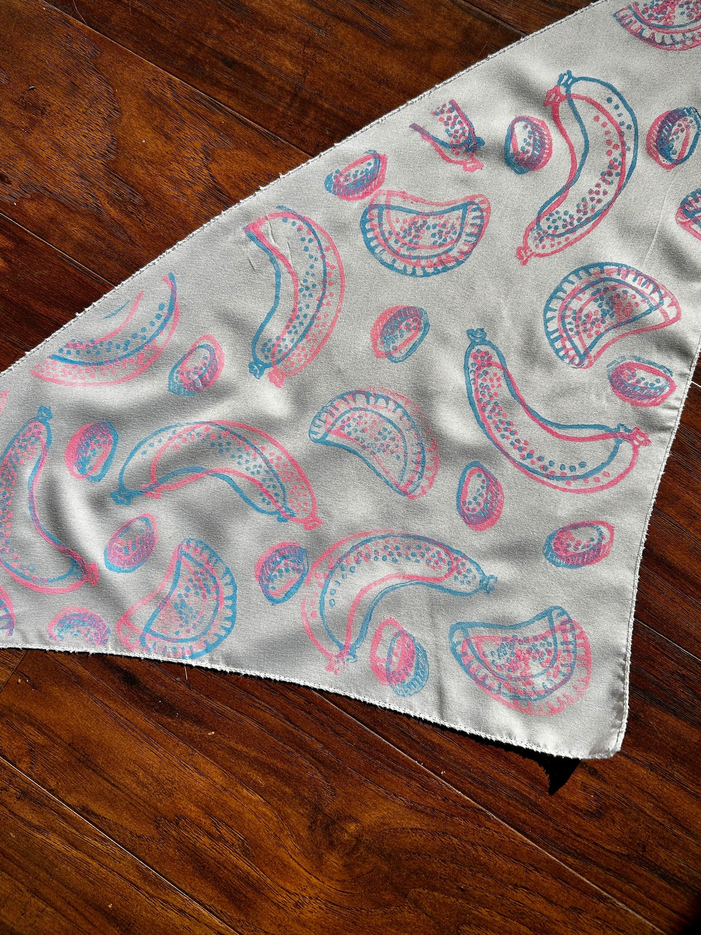 Polish Food Bandana: Hand-Printed Kielbasa and Pierogi Design