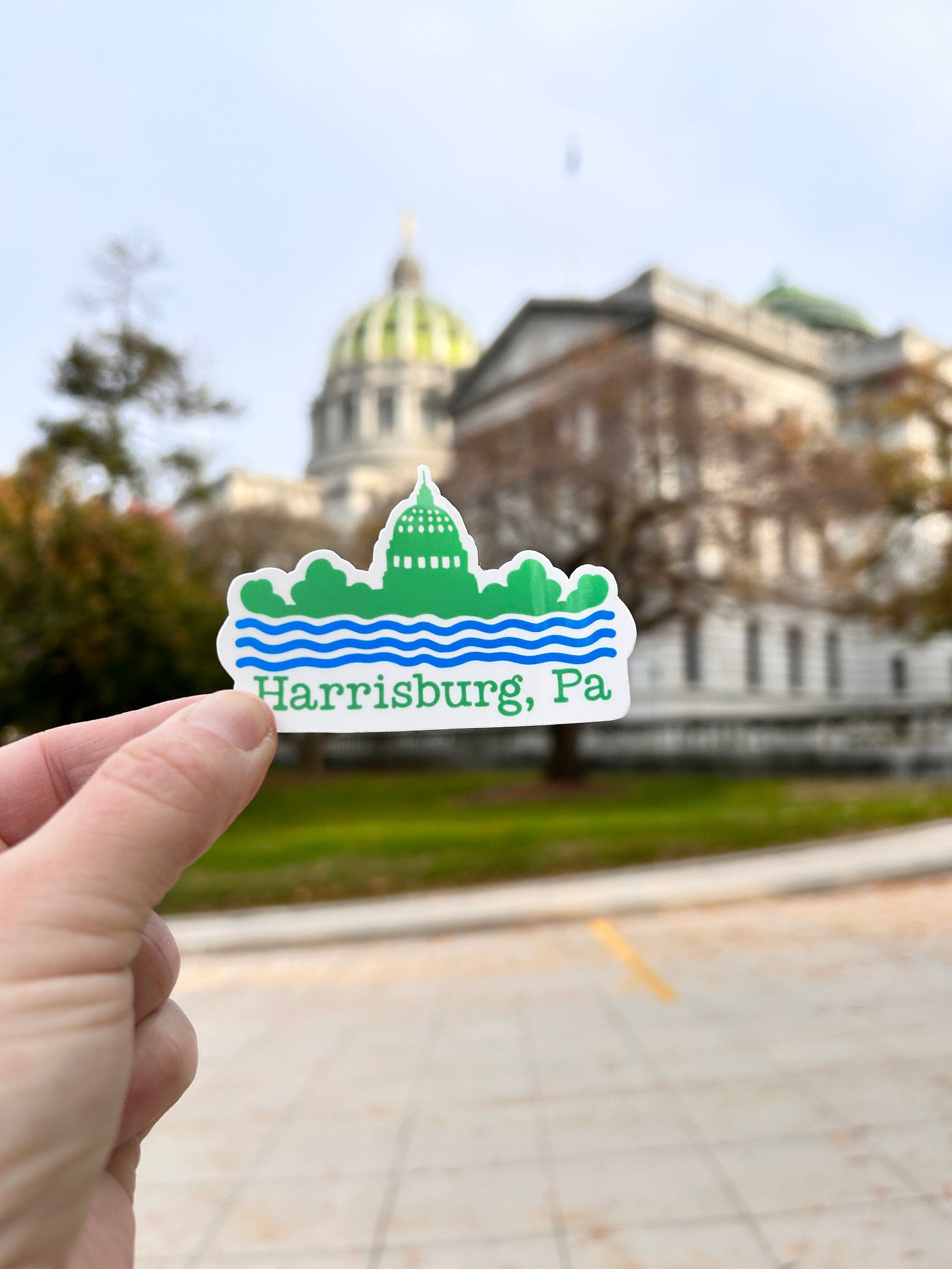 Harrisburg PA Sticker, Capitol Dome & Susquehanna River Vinyl Decal