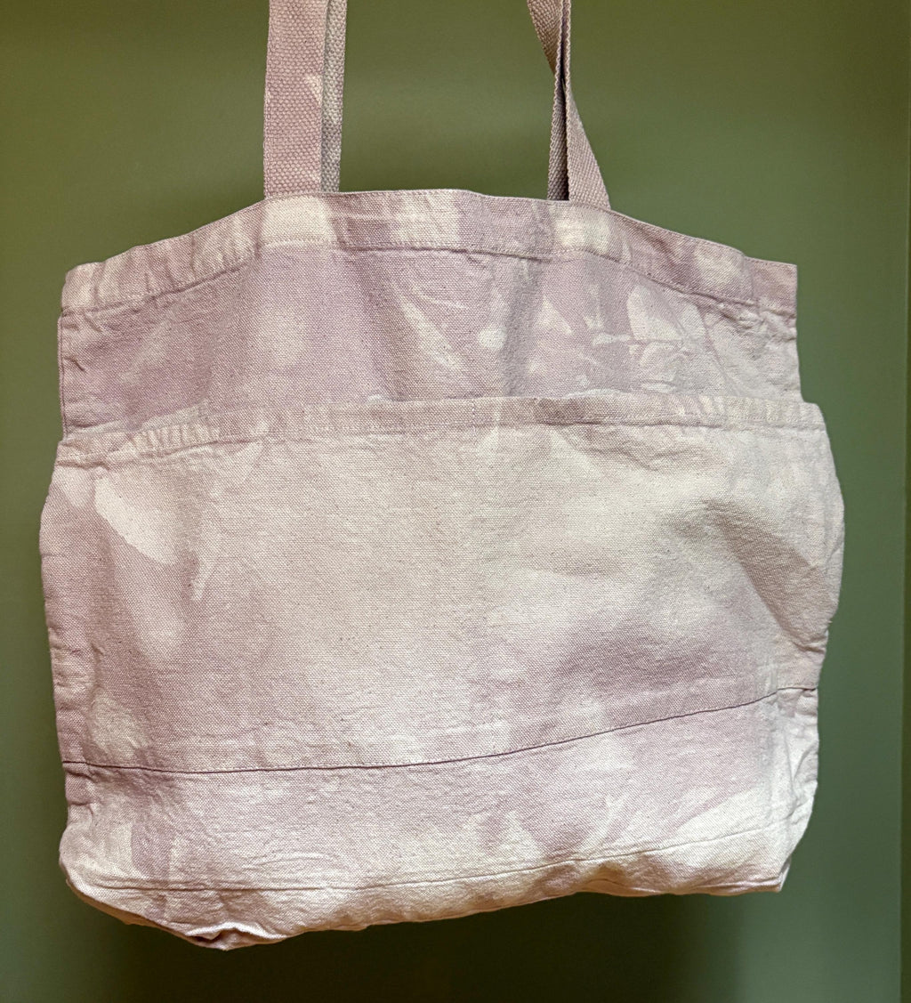 Gold Bee Large Purple  Tote.   Hand-dyed with Marigolds, Iron Water, and a synthetic dye wash.