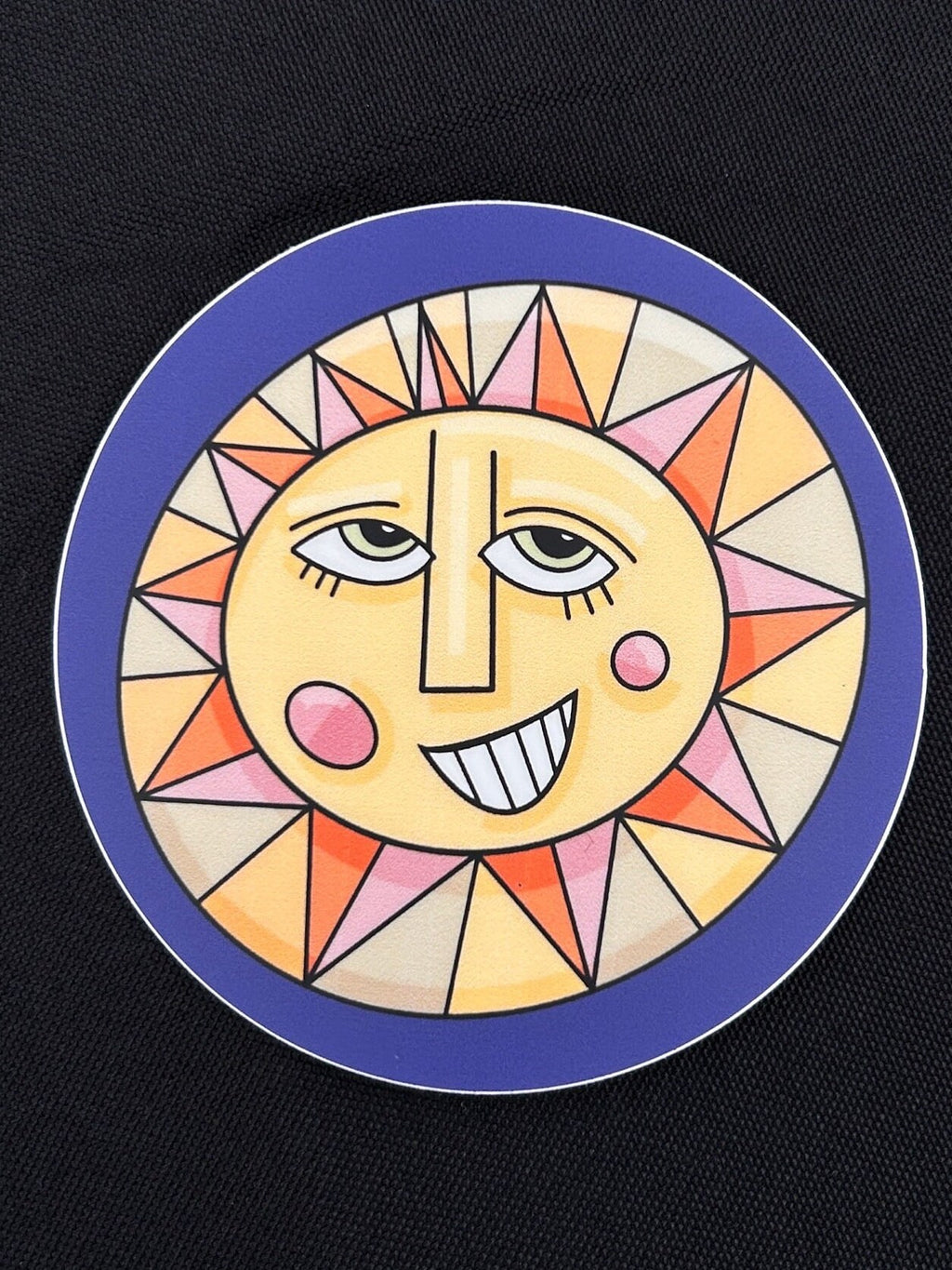 Smiling Sun Sticker: Muted Colors, Waterproof Vinyl Decal
